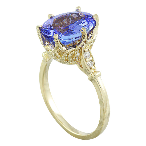 4.85 Carat Tanzanite 14K Yellow Gold Diamond ring - Fashion Strada