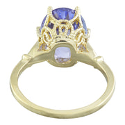 4.85 Carat Tanzanite 14K Yellow Gold Diamond ring - Fashion Strada