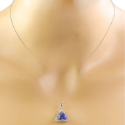 3.00 Carat Tanzanite 14K White Gold Diamond Necklace - Fashion Strada