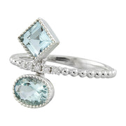 1.31 Carat Aquamarine 14K White Gold Diamond Ring - Fashion Strada