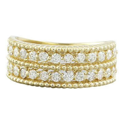 0.66 Carat Two Row Diamond 14K Yellow Gold Ring - Fashion Strada