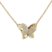 0.50 Carat Diamond 14K Yellow Gold Butterfly Necklace - Fashion Strada