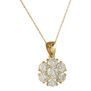 3.15 Carat Diamond 14K Yellow Gold Flower Necklace - Fashion Strada