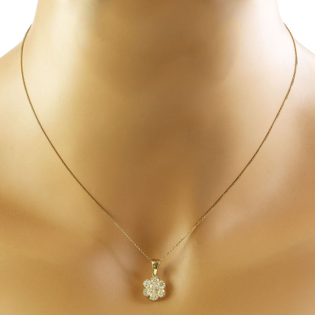 3.15 Carat Diamond 14K Yellow Gold Flower Necklace - Fashion Strada