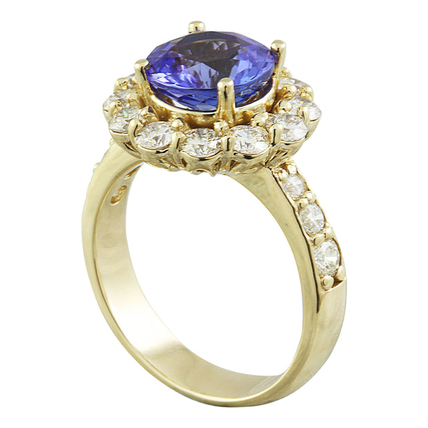 3.31 Carat Tanzanite 14K Yellow Gold Diamond Ring - Fashion Strada