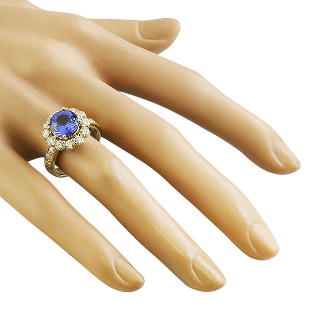 3.31 Carat Tanzanite 14K Yellow Gold Diamond Ring - Fashion Strada