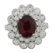 4.50 Carat Ruby 14K White Gold Diamond Ring - Fashion Strada