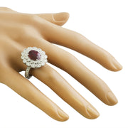 4.50 Carat Ruby 14K White Gold Diamond Ring - Fashion Strada