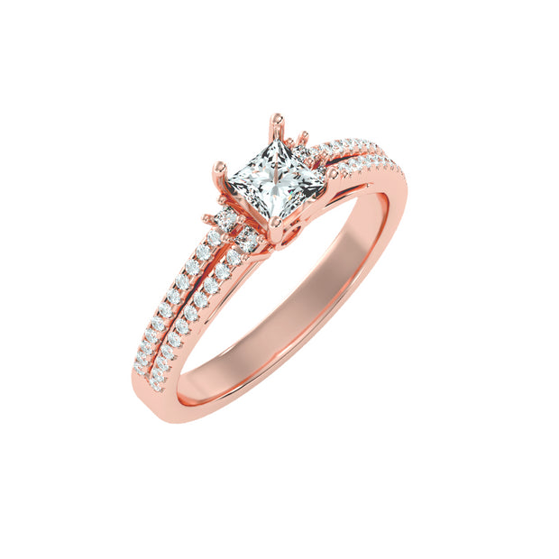 0.72 Carat Diamond 14K Rose Gold Engagement Ring - Fashion Strada