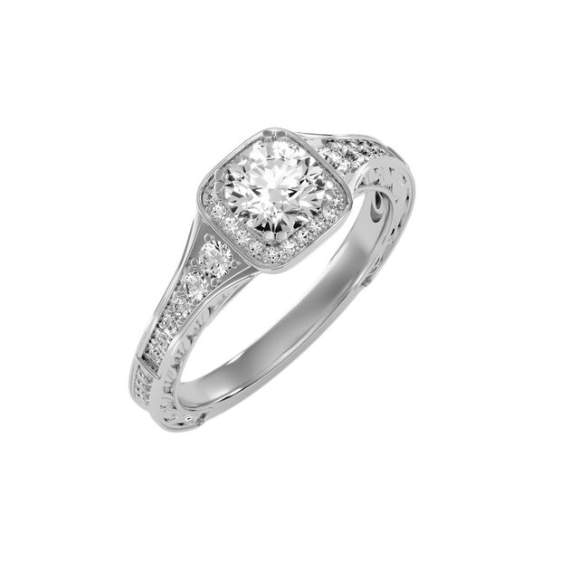 1.09 Carat Diamond 14K White Gold Engagement Ring - Fashion Strada