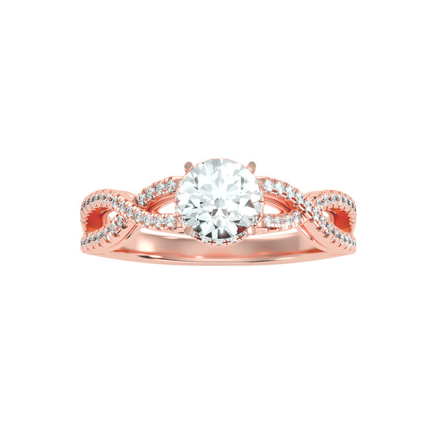 1.08 Carat Diamond 14K Rose Gold Engagement Ring - Fashion Strada