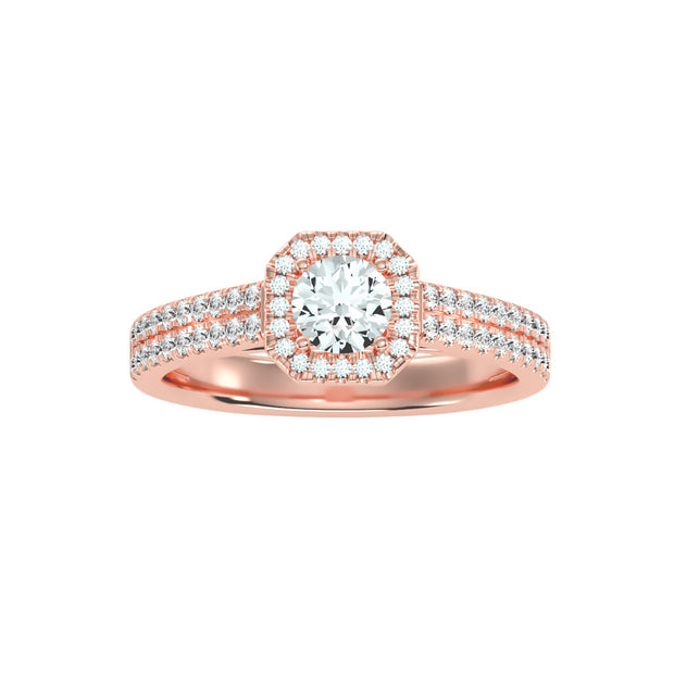 0.87 Carat Diamond 14K Rose Gold Engagement Ring - Fashion Strada