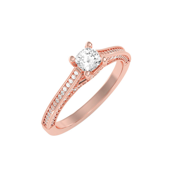 0.82 Carat Diamond 14K Rose Gold Engagement Ring - Fashion Strada