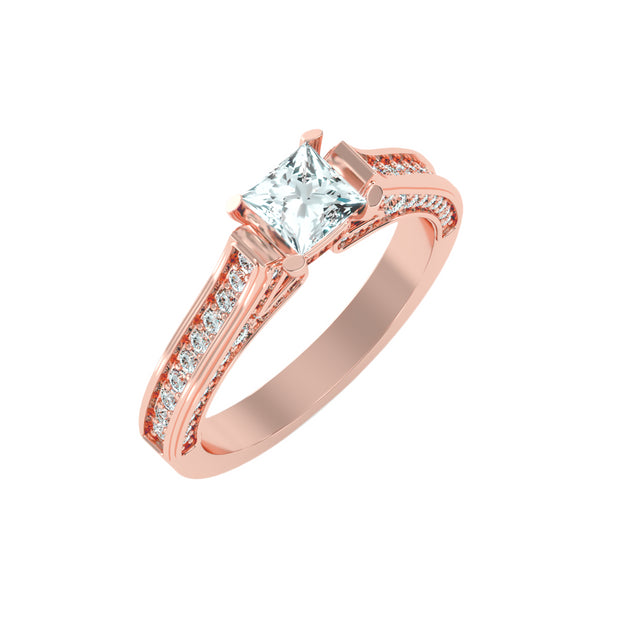 1.53 Carat Diamond 14K Rose Gold Engagement Ring - Fashion Strada