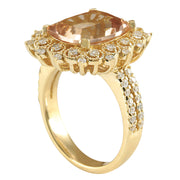 5.09 Carat Natural Morganite 14K Yellow Gold Diamond Ring - Fashion Strada