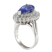 4.46 Carat Natural Tanzanite 14K White Gold Diamond Ring - Fashion Strada