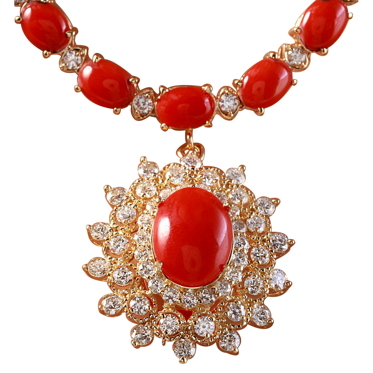 14k yellow online gold Coral Necklace