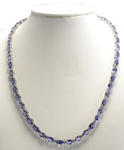 47.36 Carat Natural Tanzanite 14K White Gold Diamond Necklace - Fashion Strada