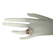 11.92 Carat Natural Morganite 14K White Gold Diamond Ring - Fashion Strada