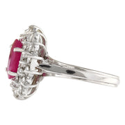 3.11 Carat Natural Ruby 14K White Gold Diamond Ring - Fashion Strada