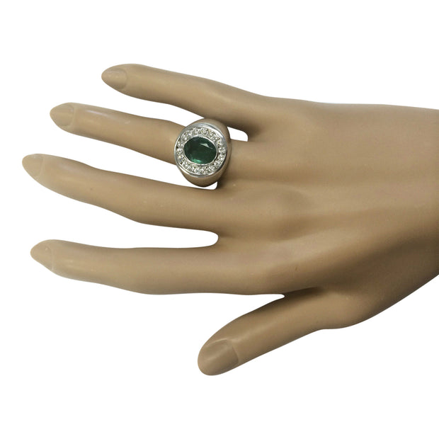 3.82 Carat Natural Emerald 14K White Gold Diamond Ring - Fashion Strada