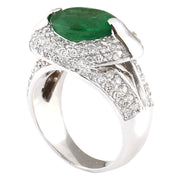 5.08 Carat Natural Emerald 14K White Gold Diamond Ring - Fashion Strada