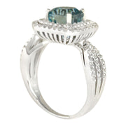 5.46 Carat Natural Zircon 14K White Gold Diamond Ring - Fashion Strada