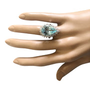 8.62 Carat Natural Aquamarine 14K White Gold Diamond Ring - Fashion Strada