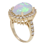 4.82 Carat Natural Opal 14K Solid Yellow Gold Diamond Ring - Fashion Strada