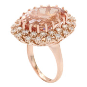 17.28 Carat Natural Morganite 14K Solid Rose Gold Diamond Ring - Fashion Strada