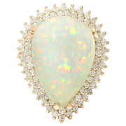 13.18 Carat Natural Opal 14K Solid Rose Gold Diamond Ring - Fashion Strada