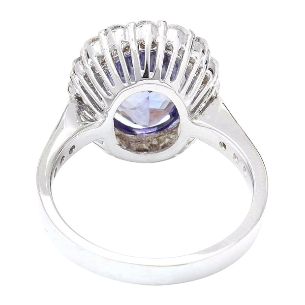 4.94 Carat Natural Tanzanite 14K Solid White Gold Diamond Ring - Fashion Strada