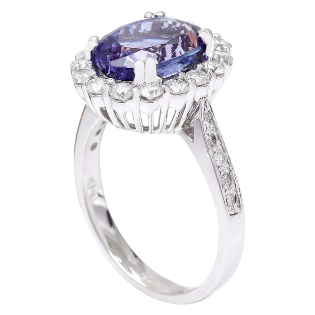 4.94 Carat Natural Tanzanite 14K Solid White Gold Diamond Ring - Fashion Strada