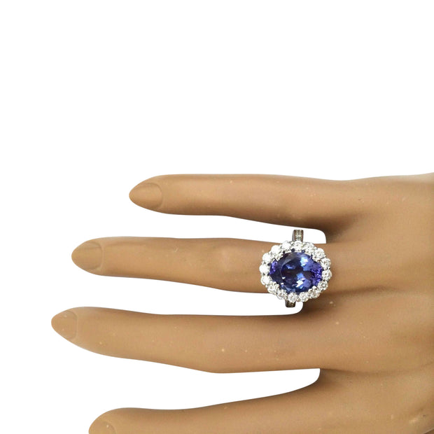 4.94 Carat Natural Tanzanite 14K Solid White Gold Diamond Ring - Fashion Strada