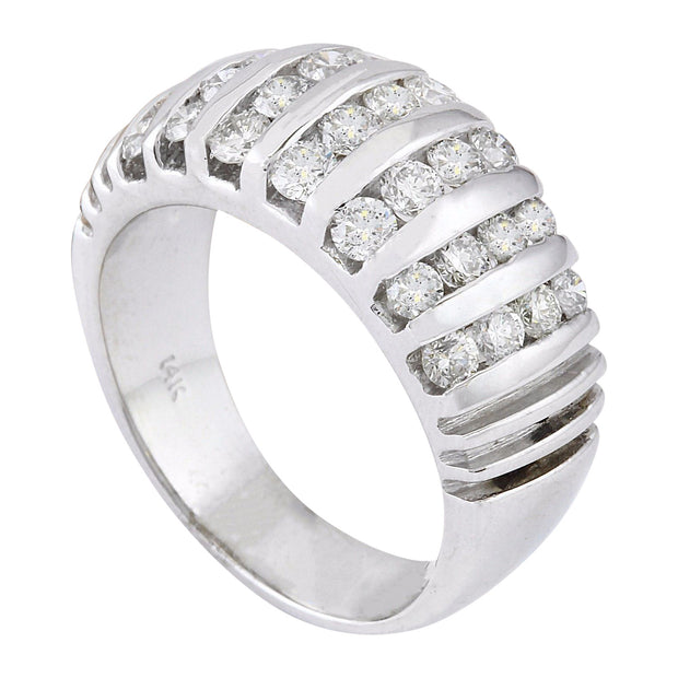 1.55 Carat Natural Diamond 14K Solid White Gold Ring - Fashion Strada