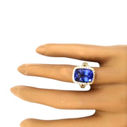 6.06 Carat Natural Tanzanite 14K Solid Yellow Gold Diamond Ring - Fashion Strada