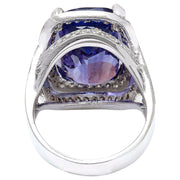 15.19 Carat Natural Tanzanite 14K Solid White Gold Diamond Ring - Fashion Strada