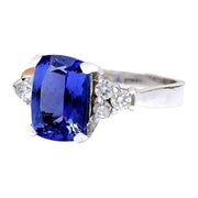 3.49 Carat Natural Tanzanite 14K Solid White Gold Diamond Ring - Fashion Strada