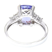 3.49 Carat Natural Tanzanite 14K Solid White Gold Diamond Ring - Fashion Strada