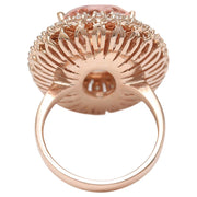 12.05 Carat Natural Morganite 14K Solid Rose Gold Diamond Ring - Fashion Strada