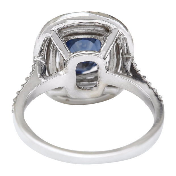 3.48 Carat Natural Sapphire 14K Solid White Gold Diamond Ring - Fashion Strada